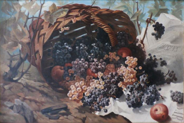 Charles Bavoux, Corbeille de raisins noirs de Franche-Comté, coll. part.