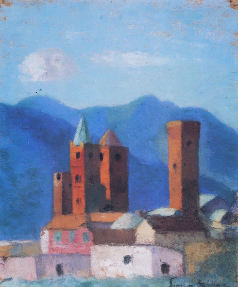 Simon Bussy, Cathédrale d'Albenga et tours des familles nobles.