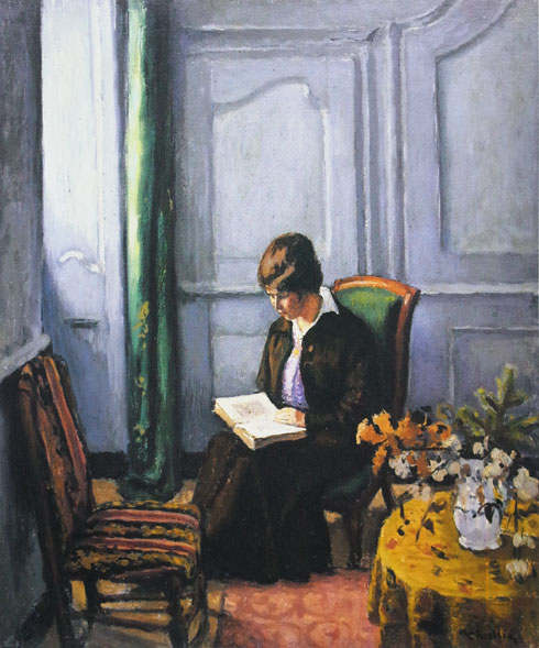 Jean Challié, Jeune femme lisant dans l'atelier d'Étival.