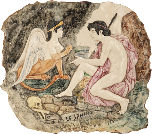 Max Claudet,1840-1893, Le Sphynx, céramique.