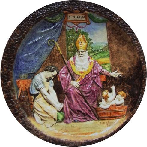 Max Claudet,1840-1893, saint Nicolas, céramique.
