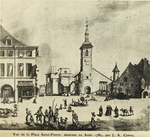 Jean-Alexis Cornu, Vue de la place saint Pierre à Besançon en 1782