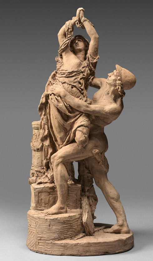 Claude Dejoux, l'enlèvement de Cassandre par Ajax, terre cuite.