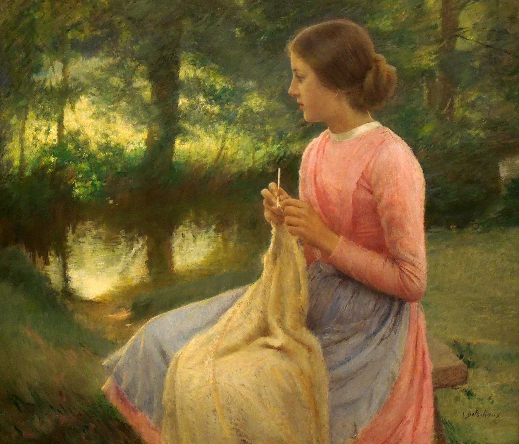 Léon Delachaux, Jeune fille cousant