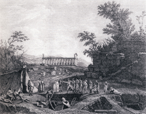 Jean-Pierre Pequignot, Vue de Paestum prise hors des murs près de la porte septentrionale