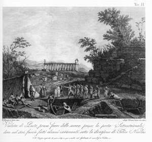 Jean-Pierre Pequignot, Vue de Paestum prise hors des murs près de la porte septentrionale